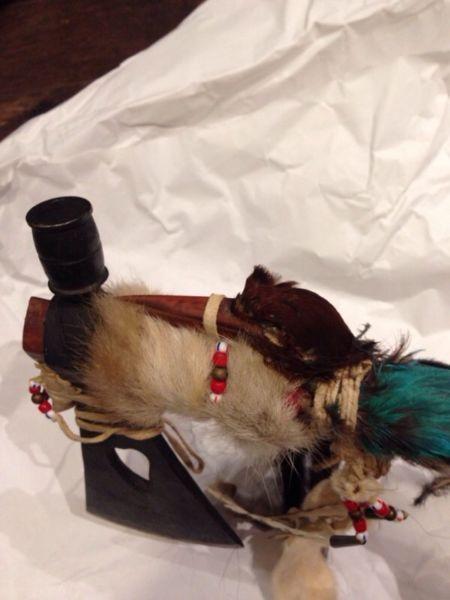 Traditional Tomahawk peace pipe. Hand made