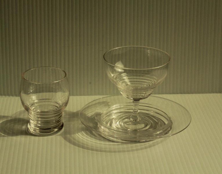Vintage ART DECO Style Clear Glass Dessert Set of 5