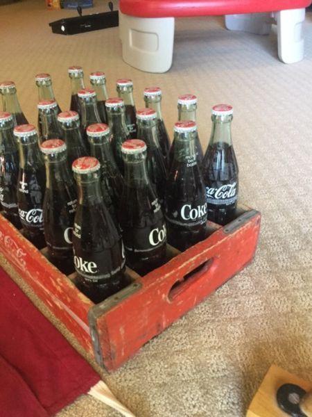 Vintage Wooden Coke Case With Apron + Full Bottles Coca-Cola