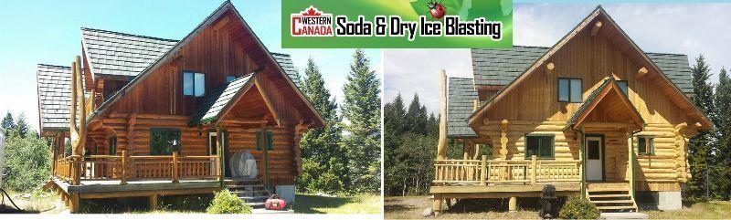 Property Restorations Soda and Dry Ice Blasting Log home/brick
