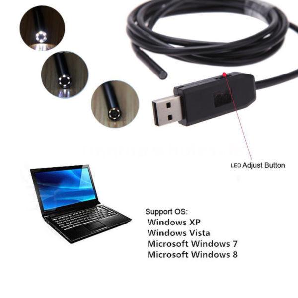 NEW 5Metre 7mm Lens 6-LED IP66 Waterproof USB Mini Endoscope
