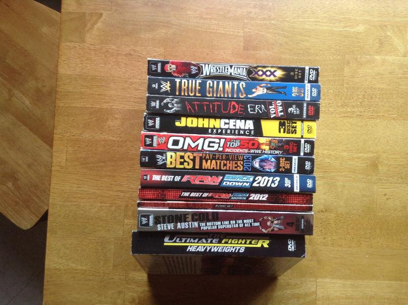 nine WWE + one UFC Dvd's For Sale (3 Disk Sets)