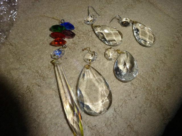 Crystal glass Drops , large , assortment,for lamps, shapes