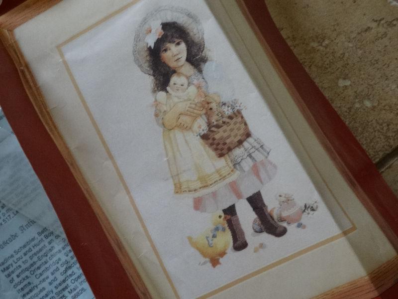 Stitchery Kit of Jan Hagara doll, printed canvas, started