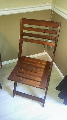 IKEA Table and 2 folding chairs, outdoor, brown stained