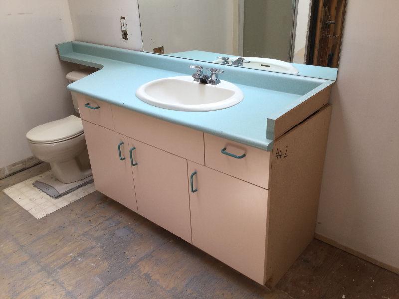 Vanity with Counter Top, Sink, Faucet & Toilet