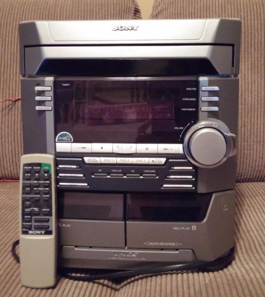 Sony 5 disc with dual cassette player and remote stereo