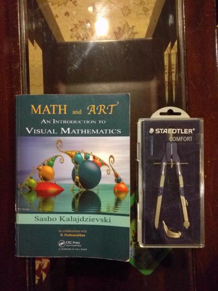 Math and Art Textbook and Staedtler Compass