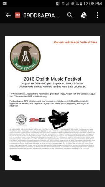 Otalith Music Festival Ticket + Camping