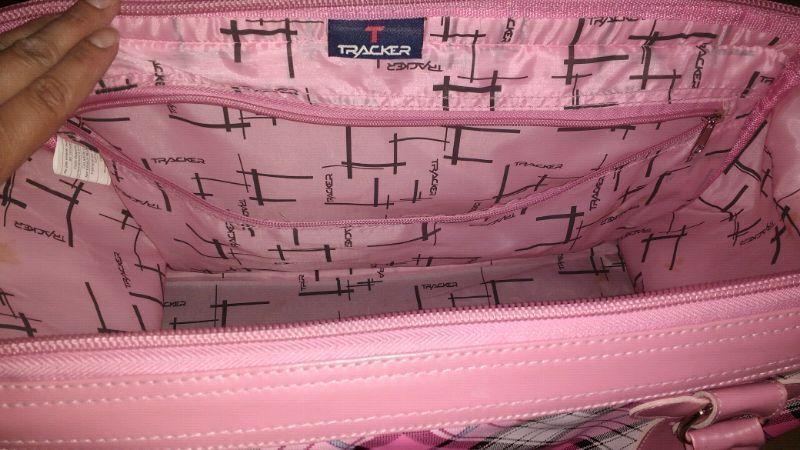 Tracker Quality carry on bag Pink Plaid $45 takes Very Clean