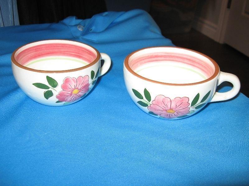 Two antique STANGL POTTERY CUPS WILD ROSE