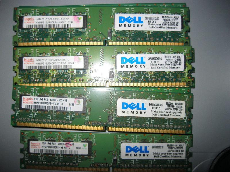 Dell 4GB DDR2 5300U desktop RAM memory kits