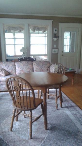 Solid Oak Dining Table & 2 Chairs