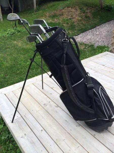 Golf clubs and bag