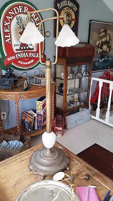 Old Double Candle Cast Iron Study Lamp 
