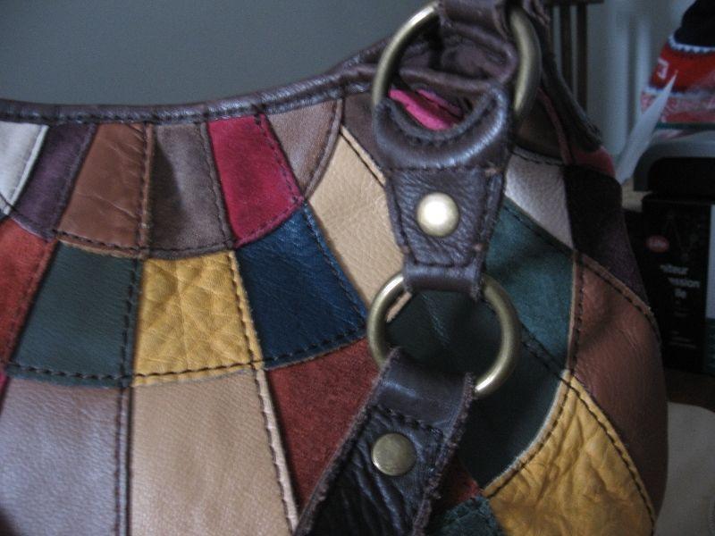 Vintage inspired LUCKY LEATHER PATCHWORK PURSE +GLOVES