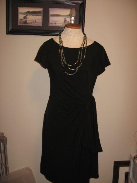 Basic Black dress with waist sash stretch fabric size medium