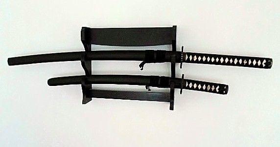 2 New Paul Chen Samurai Swords & Wall Rack