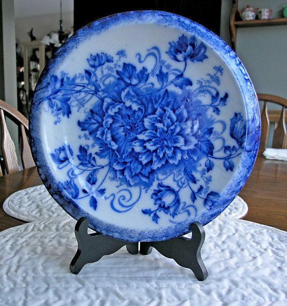 Ironstone Flow Blue Plate With Piecrust rolled Edge (Scarce)