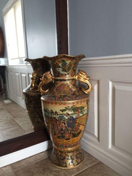 Vintage hand painted vase 3' tall