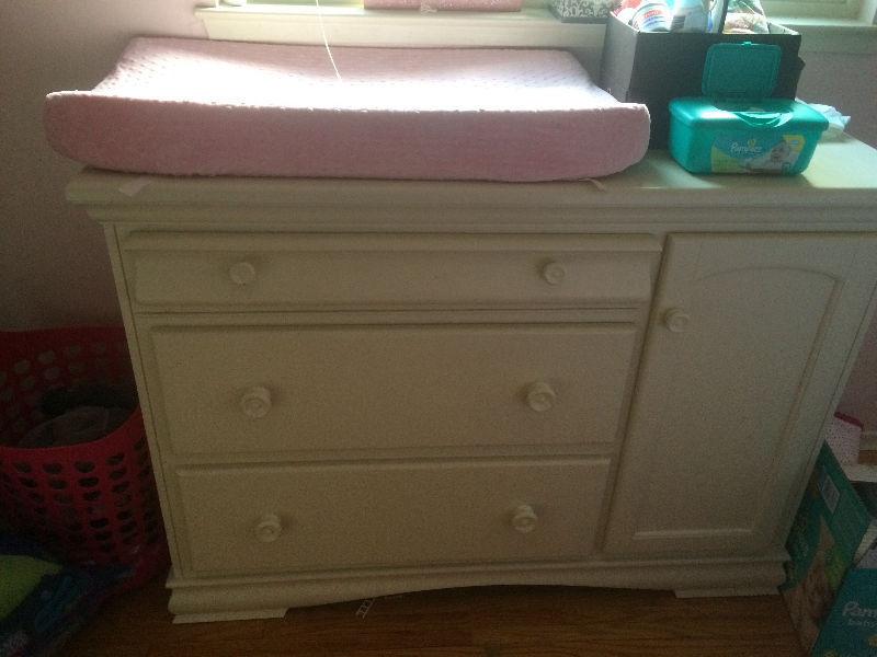 Baby crib, mattress & dresser