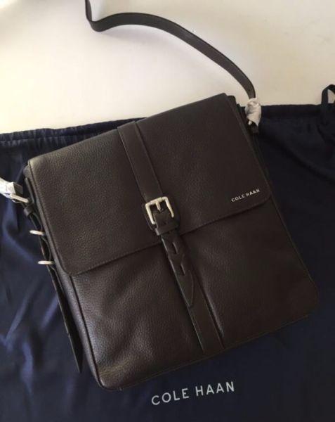 Cole Haan Black Pebble Leather Messenger purse