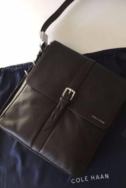Cole Haan Black Pebble Leather Messenger purse