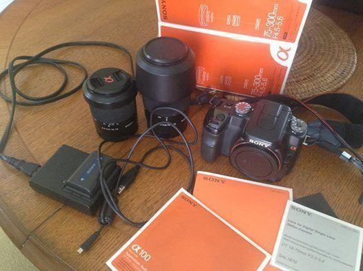 Sony A100 DSLR camera kit w/ 75-300 and stock lens