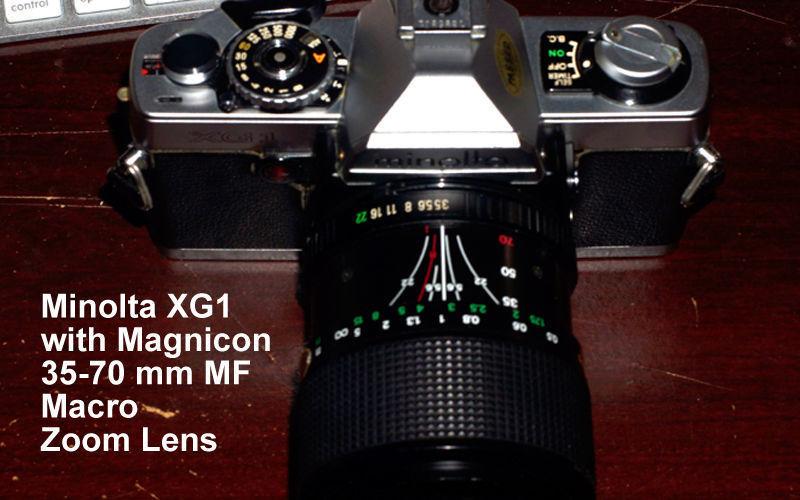 Minolta XG 1 film camera w/ Magnicon MF 35- 70 zoom lens