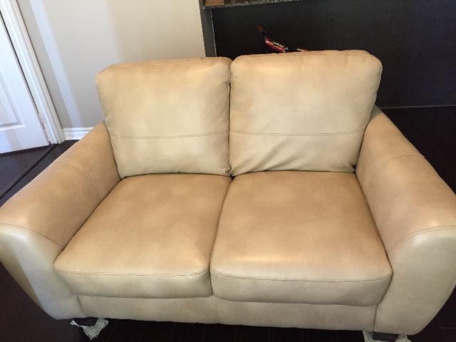 Beige Sofa Set (Bonded Leather)