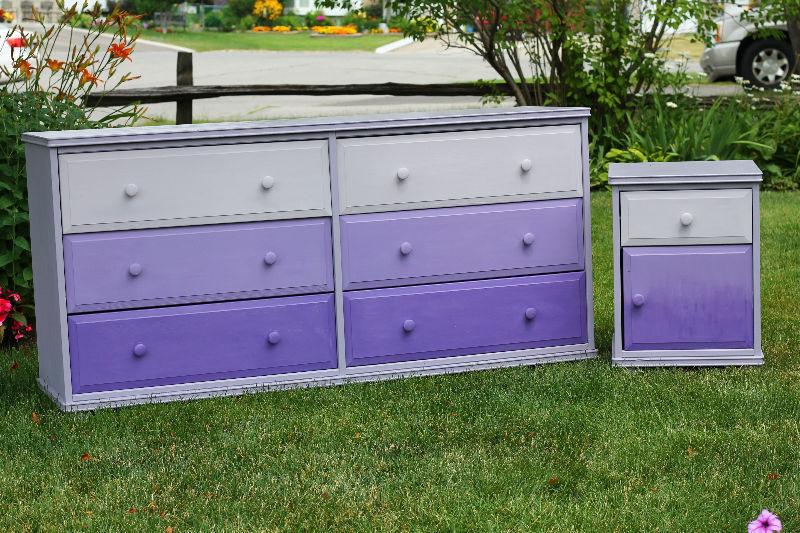 Hand Painted Childrens Dresser and Nightstand