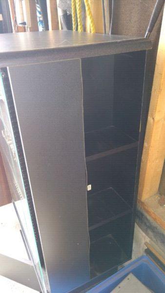 Stereo Cabinet, black with glass doors