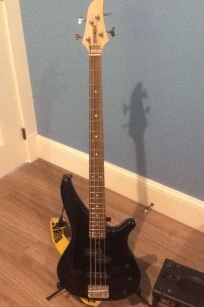 Electric Yamaha Bass Guitar with Amp and Case