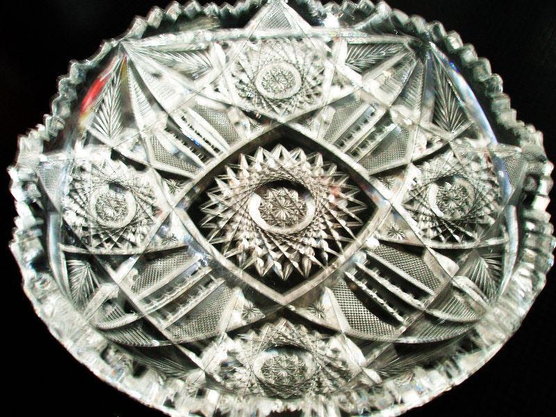 HAND CUT BOHEMIAN (CZECH) CRYSTAL, BOWL, SERVING PLATE, TRAY