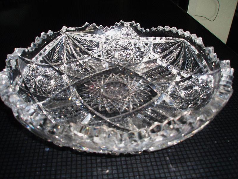 HAND CUT BOHEMIAN (CZECH) CRYSTAL, BOWL, SERVING PLATE, TRAY