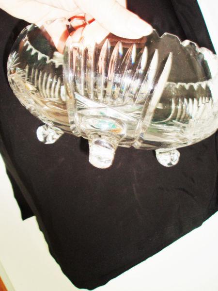 HAND CUT CRYSTAL BOWL MADE IN BOHEMIA = CZECH REPUBLIC