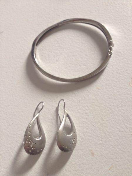 Sterling Silver Earrings and Bracelet