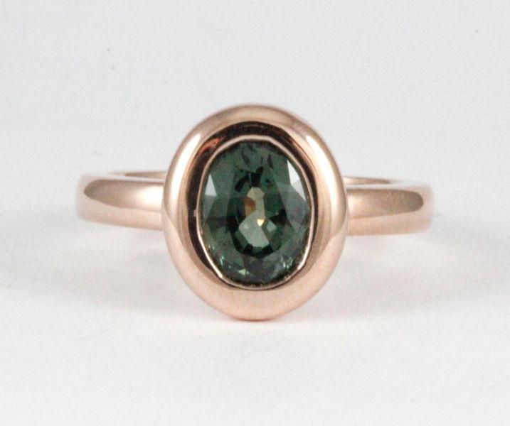 14k rose gold green tourmaline ring #1501