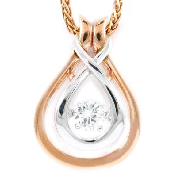 14k Rose & White gold diamond Pendant w/chain(new,0.16 tdw)#2443