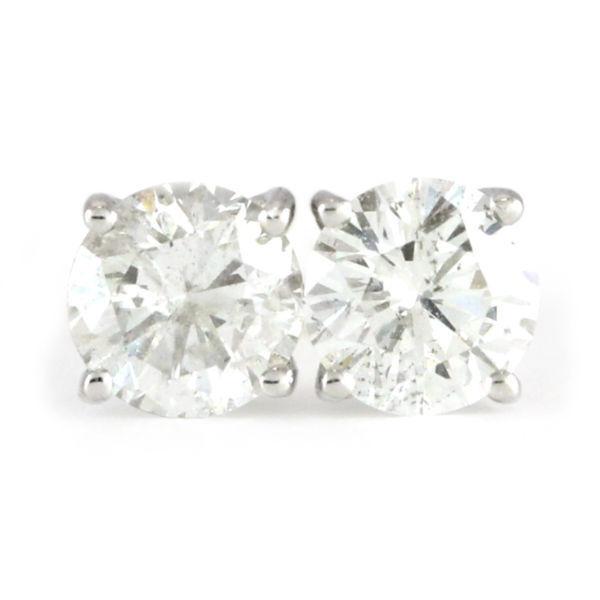 14k White Gold diamond solitaire earrings (0.70tdw, estate)#2456