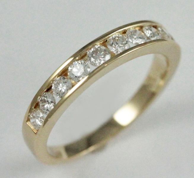 14k Yellow Gold diamond band (0.60 tdw, 10 diamonds, new) #1907