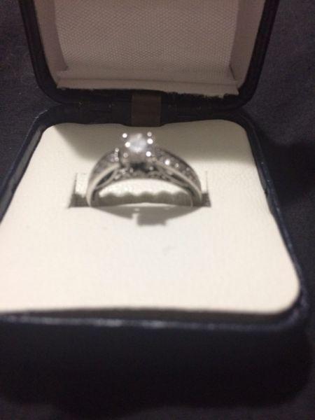 Diamond ring with matching diamond wedding band for sale