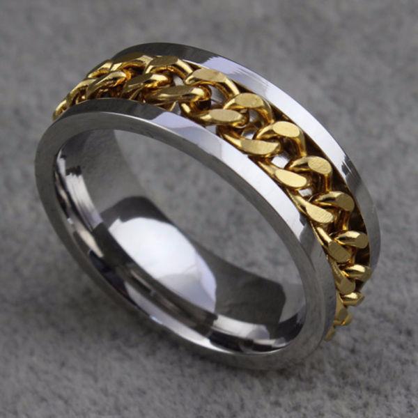 Stainless Steel Chain Spinner Ring - Size 11