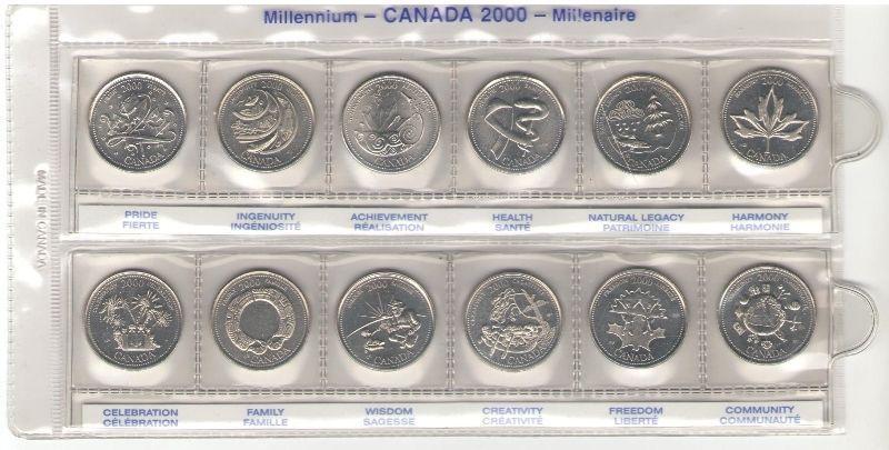 2000 millenium 25 cent Small Sleeve with coins from mint rolls