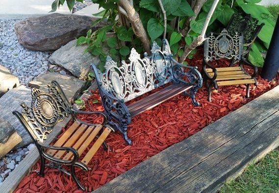 Miniature Cast Iron Bench and Chairs