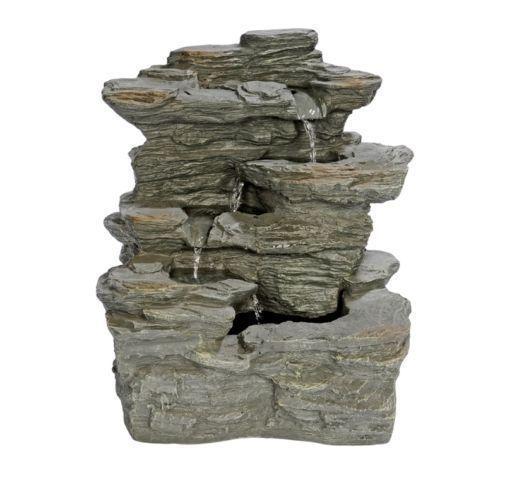 BERNINI RECHARGEABLE CASCADING ROCK FOUNTAIN WITH BT SPEAKER-mnx