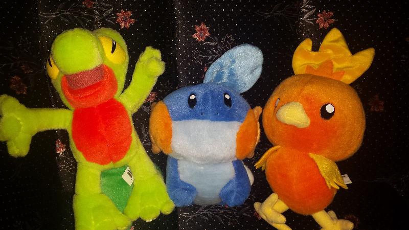 Pokémon plush Treecko, Mudkip & Torchic