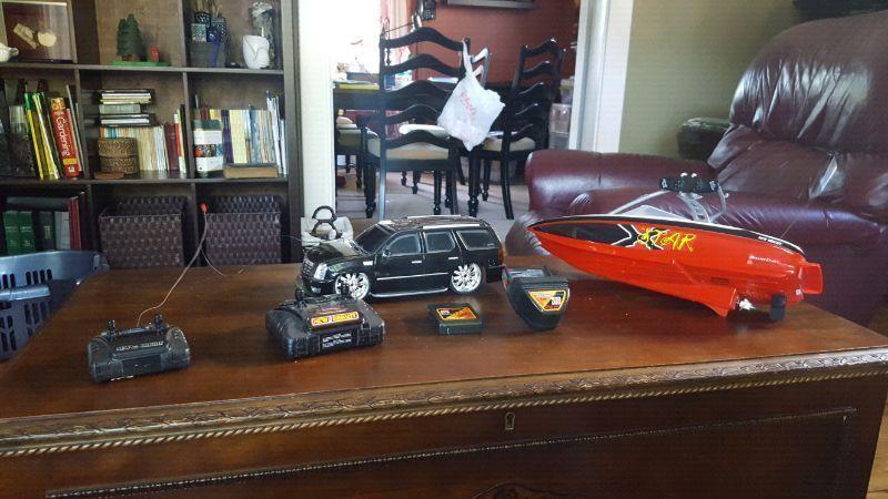 Remote controlled truck and boat