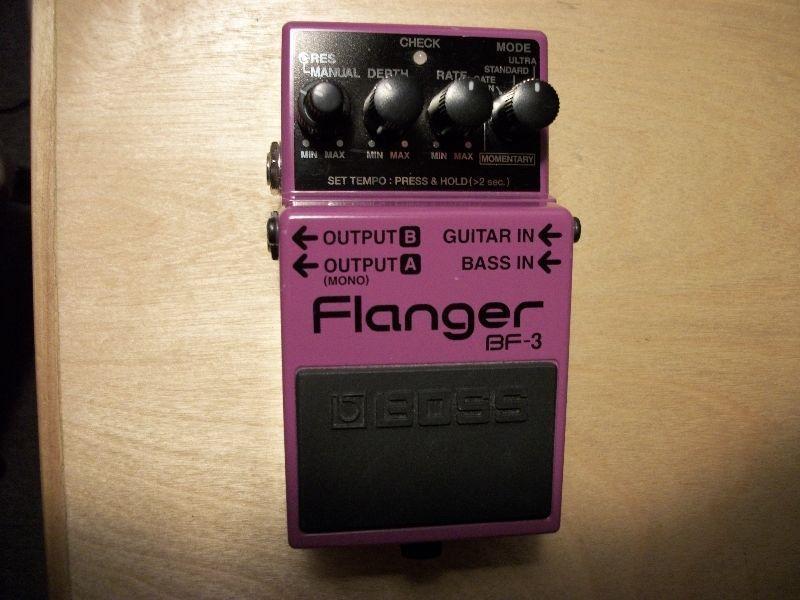 BOSS BF-3 Flanger Effect Pedal w/2 Cables, & New 9V Battery