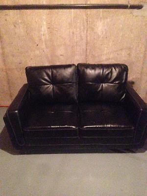 Excellent Condition - Black Vinyl Couch, Loveseat and Chair